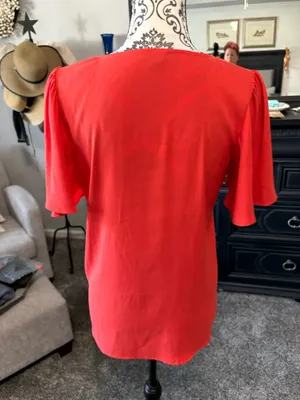 Ann Taylor size XS short sleeve red blouse thumbnail 3