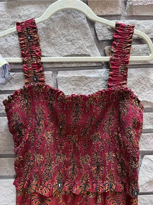 Farm Rio Smocked Jumpsuit in Rust Paisley Leopard Animal Print Size G small thumbnail 7