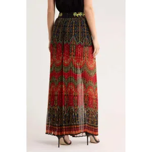 Alice + Olivia Copen Wide Leg Pleated Pants 8 Paisley Baroque Palazzo Culottes thumbnail 3