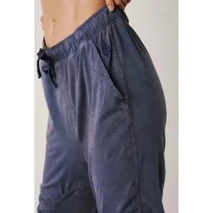 Free People Shirred Jogger Pants Indigo Blue Mineral Dye XS Boho Western Hippie thumbnail 2