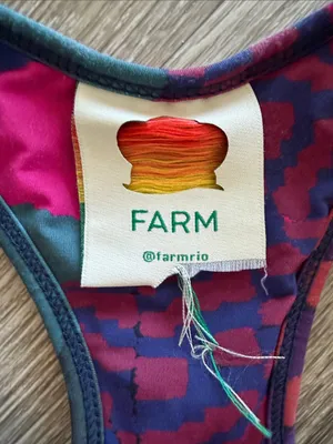 Farm Rio Abstract Patches racerback sports bra geometric print multicolor XS thumbnail 3