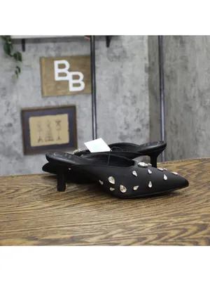 A New Day Womens Katia Heels Mule Satin Tear Drop Rhinestone 94663380 Black 7.5M thumbnail 6
