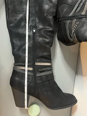 Jellypop Kylee Chain Strap Gunmetal Metallic Brushed Moto Boho Knee Zip Boots 10 thumbnail 14