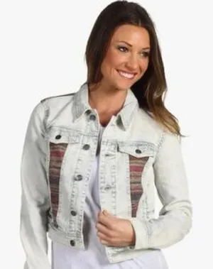 Free People Baja Tapestry Light‎ Wash Jacket size 6 thumbnail 1