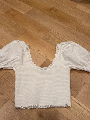 Hill House the aiko white smocked top with puff‎ sleeves large thumbnail 3