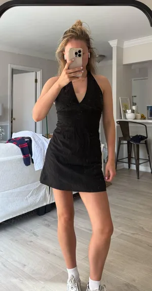 Princess Polly Black Linen Halter Neck Mini Dress thumbnail 1