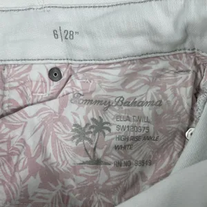 Tommy Bahama Pants Womens 6 White Ella Twill High Rise Ankle Glitter‎ Trim thumbnail 12