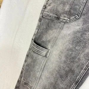 Vervet Blue 30 Gray Stonewash Denim Jean Tapered Front Seam Utility Straight Leg thumbnail 3