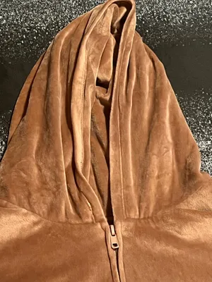 Womens M SKIMS Velour Cropped Zip-Up Hoodie in Sienna Brown thumbnail 3