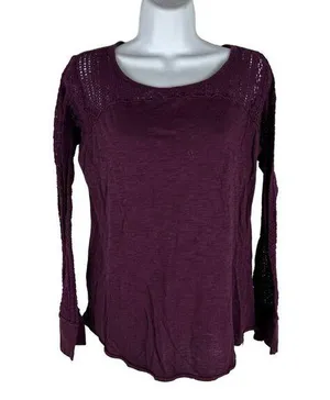 Maurices Womens Long Sleeve Purple Lace Top Size L thumbnail 1