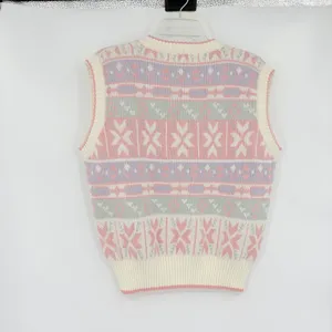 Vtg Jantzen 80s Sweater Womens Vest Sz L Fair Isle Pastel Cottagecore Grandma thumbnail 5