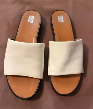 Frye Cream Leather Wide-Band Slide Sandals thumbnail 1