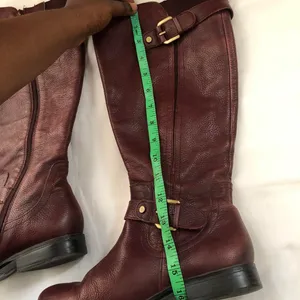 Naturalizer Vintage Burgundy Maroon Red genuine leather knee-high Riding boots gold buckles-Size 7M Measurements in pics #gothic #whimsygoth #biker #grunge #western boho indie thumbnail 5