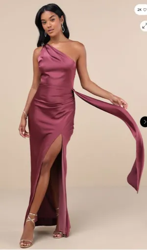 LULU's Sexy Prom Wedding Bridesmaid Elegant Satin One Shoulder Elegant Gown thumbnail 1