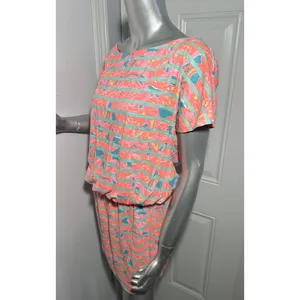 Lilly Pulitzer Cotton Carmine Dress Make a Splash Striped Floral Womens Medium thumbnail 4