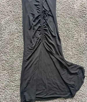 Zara Black Ruched Halter Midi Dress thumbnail 2