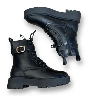 ASOS Design Ali Boots Black Wide Fit Chunky Lace Up Ankle Buckle Detail 7 - ASOS thumbnail 1