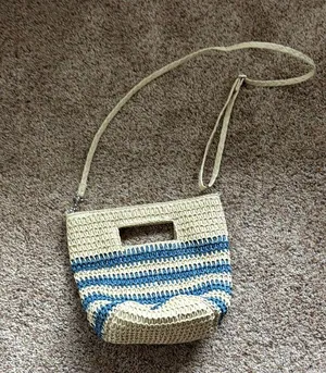 Blue and Tan Woven Women's Bag thumbnail 2