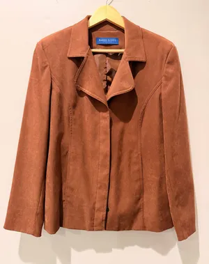 Faux Suede Jacket Coat Tailored Neutral Elevated Quiet Luxury Minimalist Chic thumbnail 1