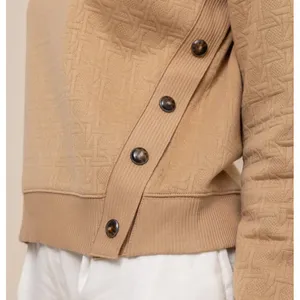 NWT Southern Tide Cordelia Pullover Sweater Womens XL‎ Tan Quilted Button Sides thumbnail 2