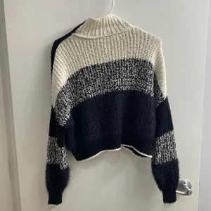 Free People Sunbrite Mock Neck Cropped Sweater Black Ivory Size XS thumbnail 4