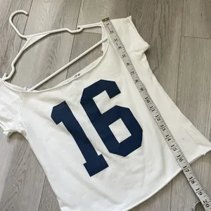 Brandy Melville Tshirt cotton off shoulder 16 crop womens White one size sporty thumbnail 3