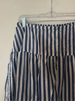 Old Navy Blue and White Striped A-Line Midi Skirt Size Medium thumbnail 3