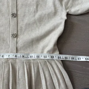 Lulus Beyond Sweet Heathered Beige Pearl Pleated Mini‎ Sweater Dress Sz M thumbnail 8