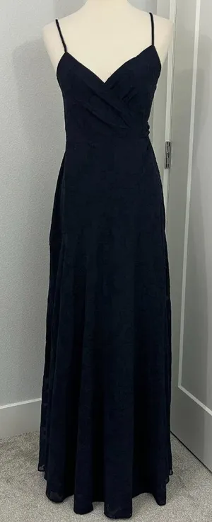 Anthropologie Hutch XS Navy Blue Alden Wrap Lace Floral Maxi Dress thumbnail 1