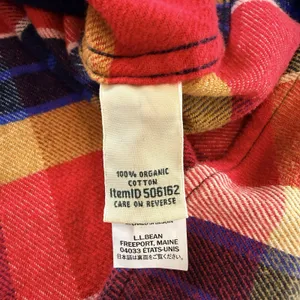 LL Bean Womens Red Blue Plaid Organic Cotton Flannel Button Shirt Size Medium thumbnail 10