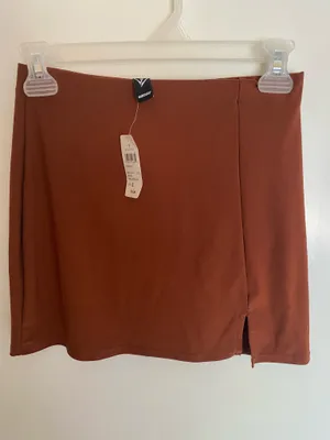Windsor Rust Mini Skirt with Front Notch  thumbnail 3