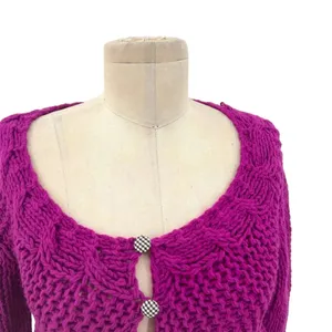 Free People Purple Taf Cable‎ Knit Cardigan Sweater Size XS thumbnail 2