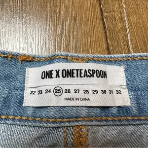 One Teaspoon One X Junkyard Denim Mini Skirt in Phoenix Size 25 Distressed Light thumbnail 6