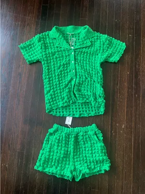 Love Riche Green Puffy Scrunch Matching Lounge Set thumbnail 2