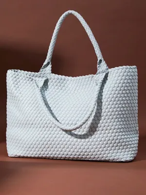 Altar'd State Ice Blue Large Woven Tote Bag thumbnail 2