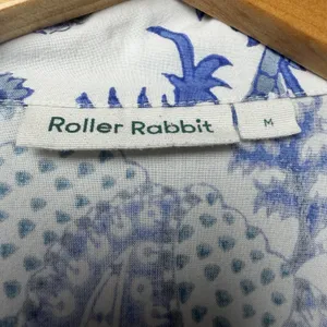 Roller‎ Rabbit Amanda Blue 100% Cotton Pajama Top M Block Print Coastal Boho thumbnail 8