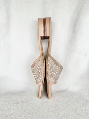 J.Crew Factory Nude Rhinestone Mesh Sparkle Slide Sandals CI954 Sz 10M thumbnail 8