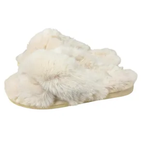 Corkys Faux Fur Slide Slippers Cream Beige Cozy Women's‎ Size 6 thumbnail 4