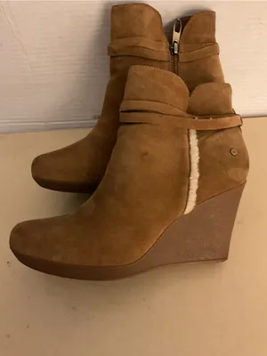 UGG Women's chestnut brown suede platform wedge wedge boots US 8.5 thumbnail 7