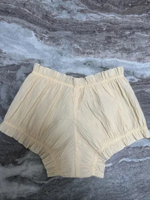 NEW For Love & Lemons Puckered Gingham Bloomer Short Pale Yellow Sz S & M thumbnail 7