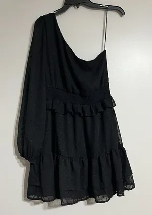 Altar'd State‎ Women's Black Tiered Ruffle One Sleeve Mini Dress Size Large thumbnail 1