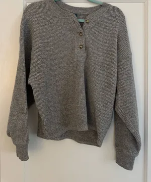 Old navy oversized cozy waffle knit Henley thumbnail 1