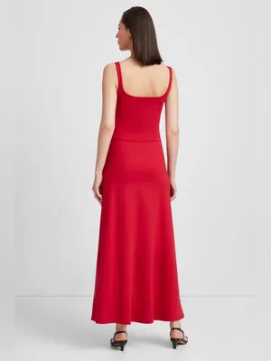 Marcella NYC Marvin European Ponte Tank Maxi Dress Red Size Small Quiet Luxury thumbnail 3