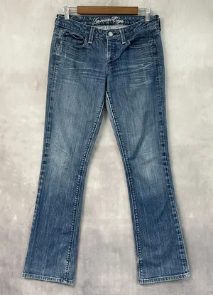 Y2K American Eagle Womens True Boot Jeans Size 6 Low Rise Stretch Indie McBling thumbnail 1