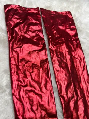 Metallic Red Foil Costume Thigh High Socks thumbnail 2