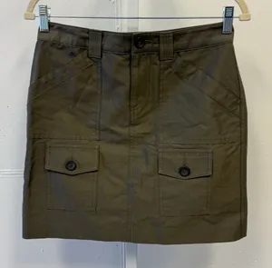 NWOT Banana Republic Cotton Silk Cargo‎ Safari Mini Skirt Military Green Sz 2 thumbnail 1