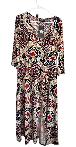 Womens 3/4 length sleeve geometric dress Size XL thumbnail 1