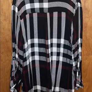 Plaid Button Down Black Size 1X thumbnail 2