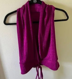 Sexy Metallic Pink/Purple Wrap Around Top thumbnail 1