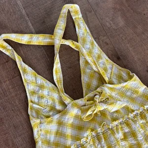 free people yellow gingham raw edges halter maxi dress thumbnail 7
